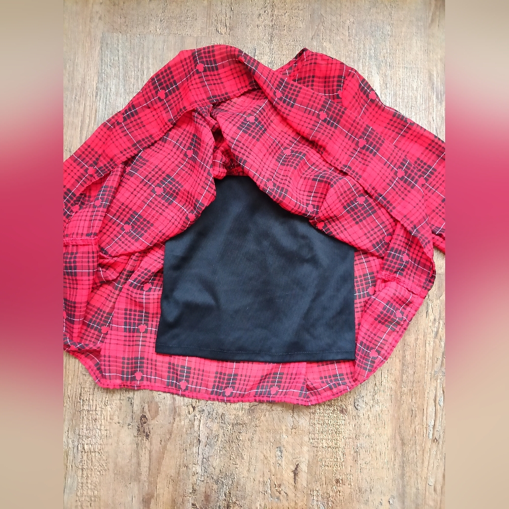 Disney Minnie Red Plaid Girls Blouse with Leopard Bow Size 4T - Picture 3 of 7